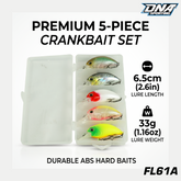 Fishing Lure #61 Crankbait 5PCS Hard Bait Kit | 2.6" 1.16oz Bass Trout Walleye Tackle