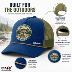 Classic Trucker Hat Navy Olive Khaki Mesh Snapback Bass Quest