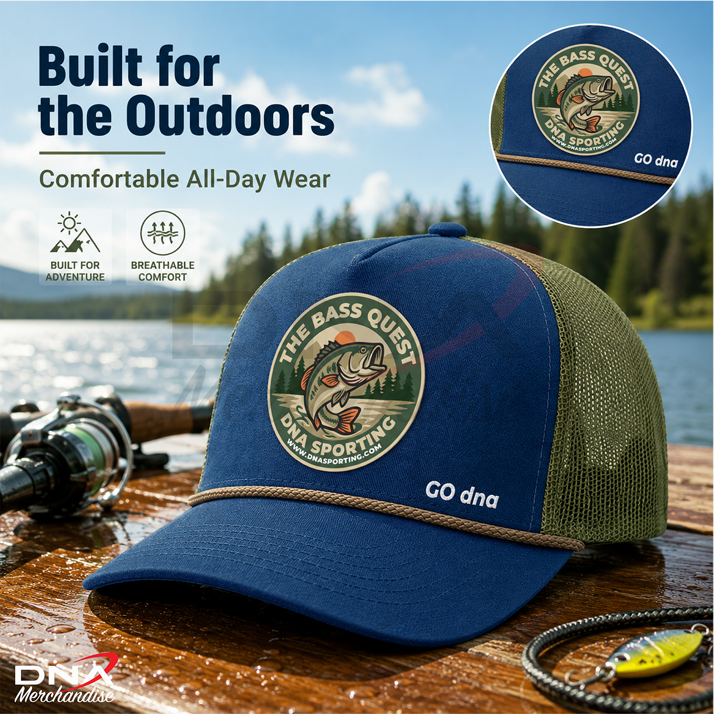 Classic Trucker Hat Navy Olive Khaki Mesh Snapback Bass Quest