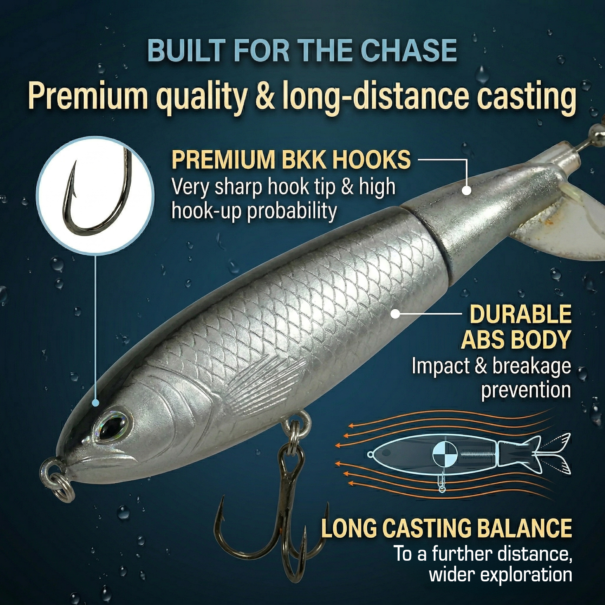 Fishing Lure #8 Premium Topwater Jointed Swimbait Lure – 10cm Hard Bait for Bass, Pike & Trout