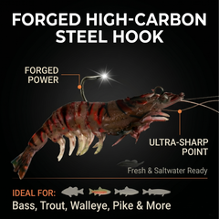 Fishing Lure #11 Premium Soft Shrimp Bait Set - Realistic Prawn Artificial Gear for Bass Trout