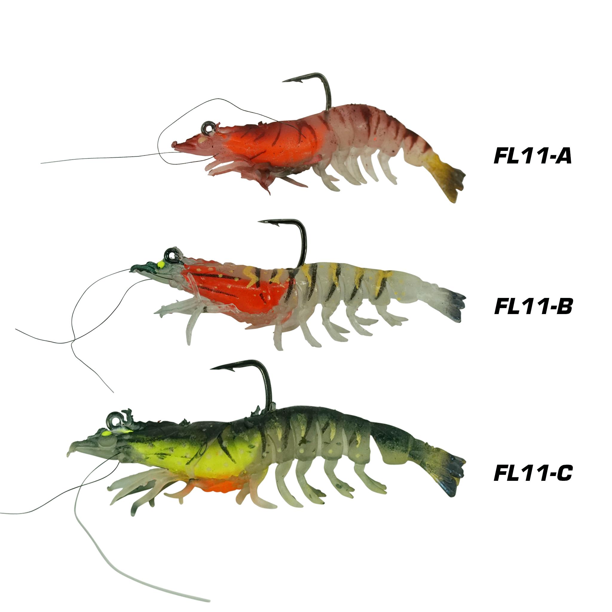 Fishing Lure #11 Premium Soft Shrimp Bait Set - Realistic Prawn Artificial Gear for Bass Trout