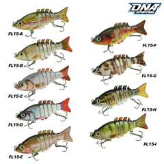 Fishing Lure #15 Premium Multi Jointed Swimbait Set - 3pc Segmented Lifelike Bait Kit with Case