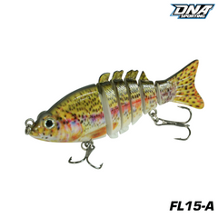 Fishing Lure #15 Premium Multi Jointed Swimbait Set - 3pc Segmented Lifelike Bait Kit with Case