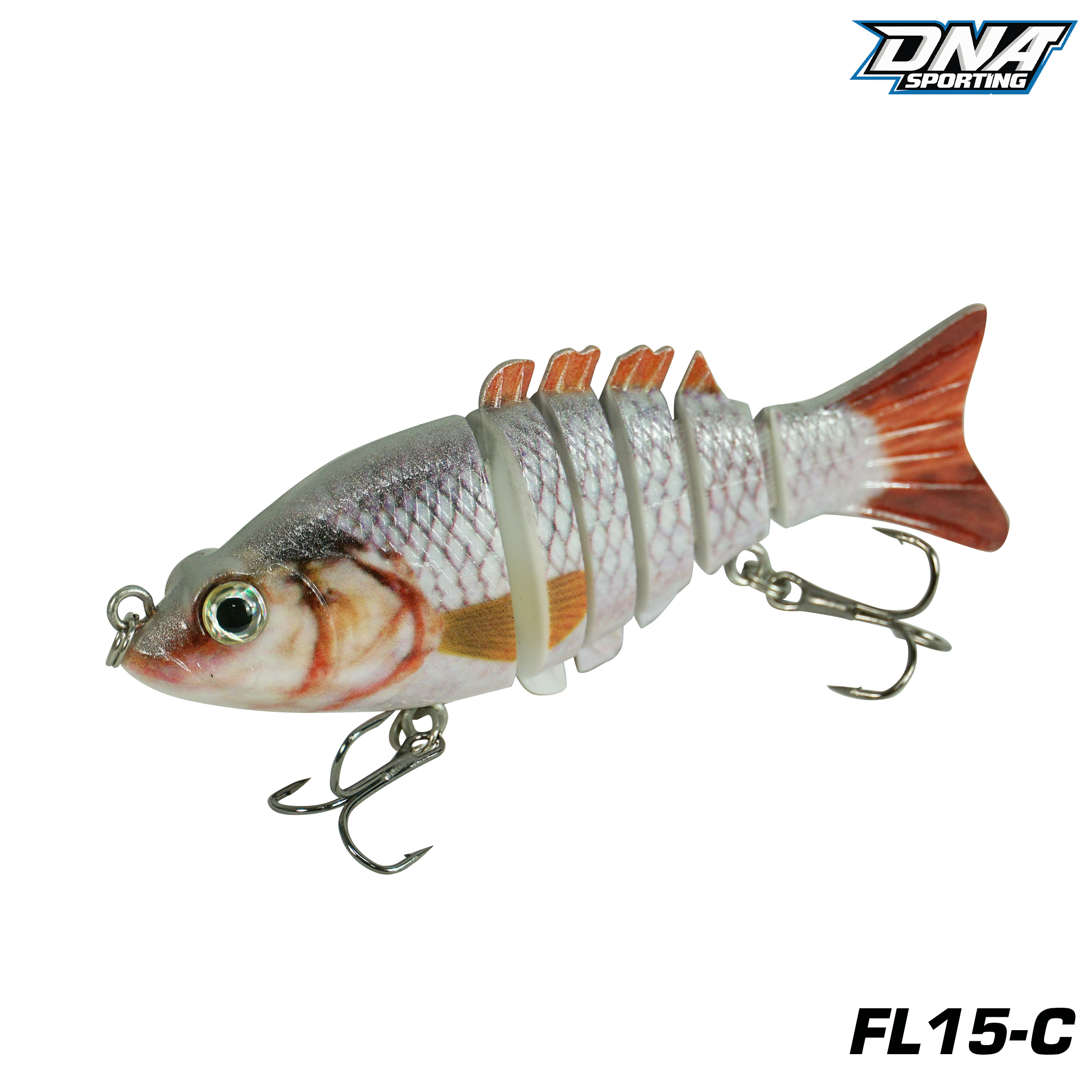 Fishing Lure #15 Premium Multi Jointed Swimbait Set - 3pc Segmented Lifelike Bait Kit with Case