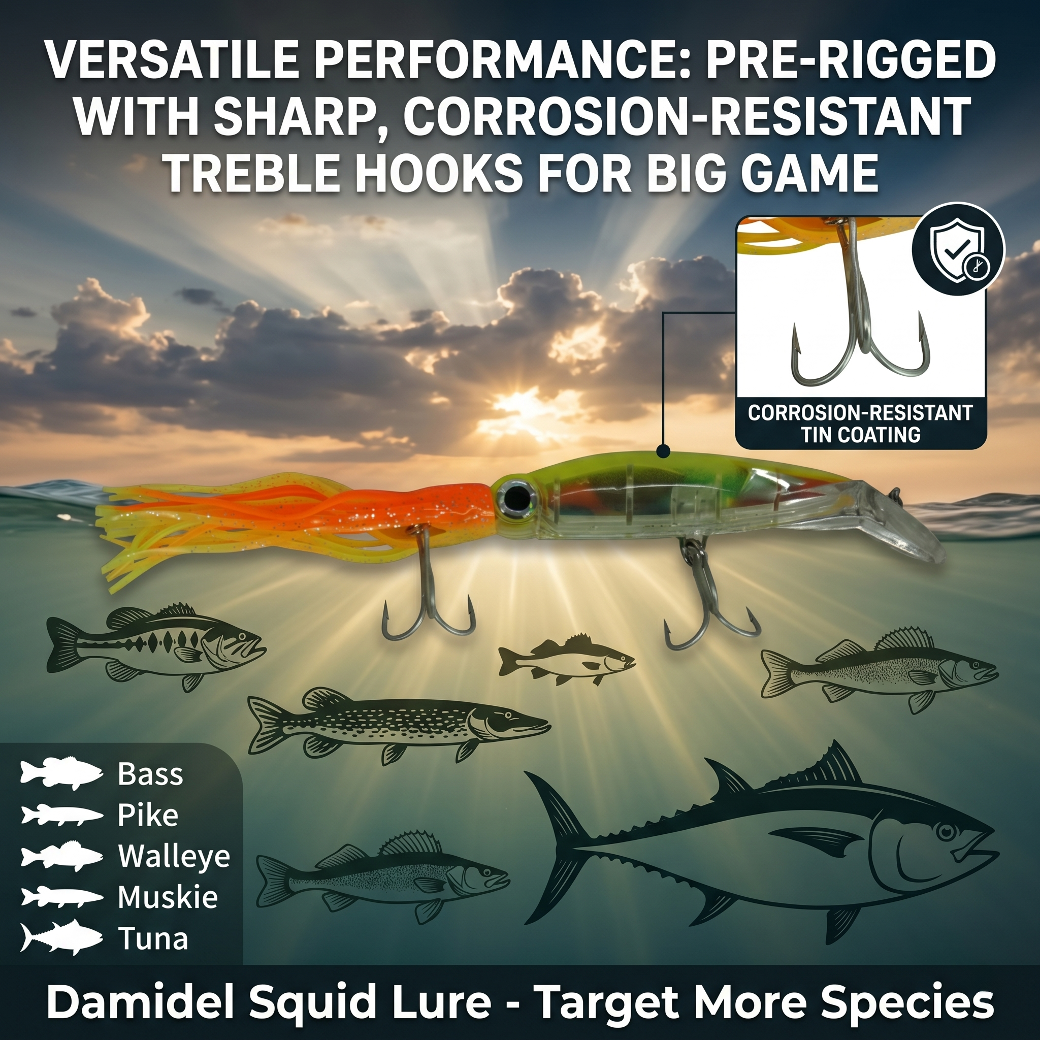 Fishing Lure #16 DNA Sporting Skirted Trolling Swimbait Set – 14cm 40g Topwater Hard Bait (4PCS)