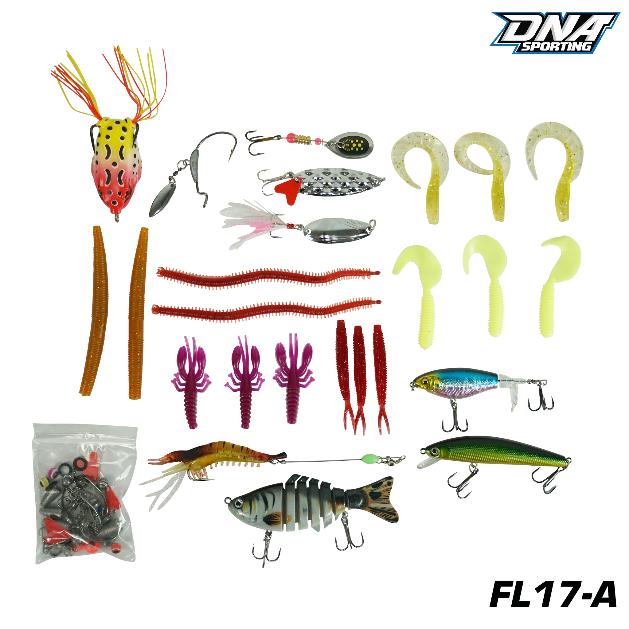 Fishing Lure #17 All-in-One Kit Set (Spinner, Jig, Soft Bait, Crankbait)