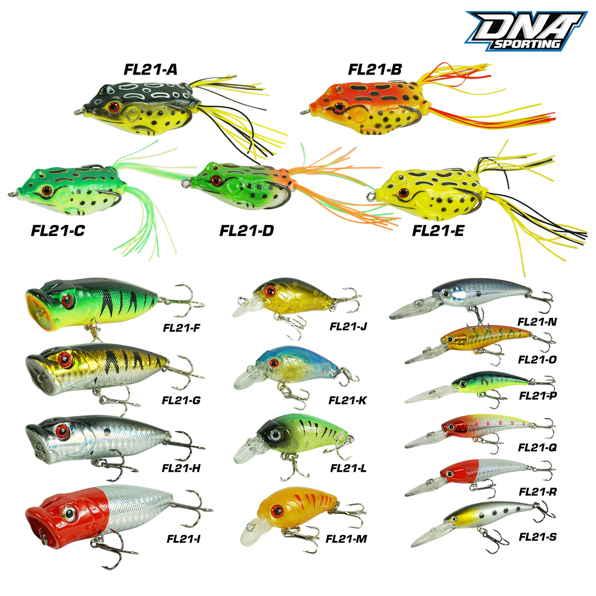 Fishing Lure #21 20PCS Mixed Topwater Frog Crankbait Set Assorted Colors