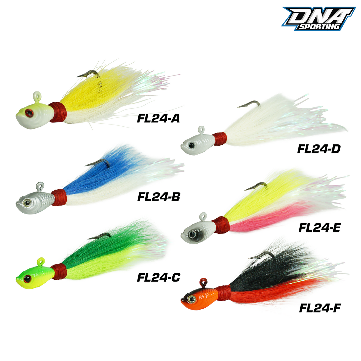Fishing Lure #24 Premium 3PCS Bucktail Hair Jigs -Saltwater & Freshwater Weighted Sinking Jigs for Bass & Fluke (Random Color)