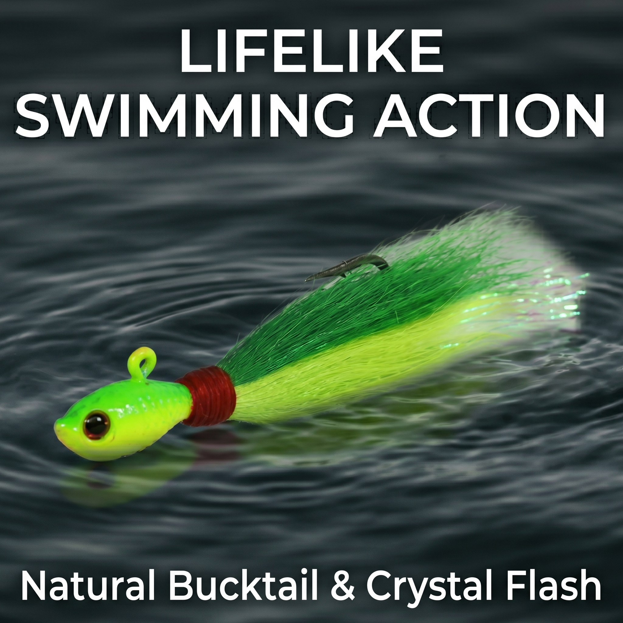 Fishing Lure #24 Premium 3PCS Bucktail Hair Jigs -Saltwater & Freshwater Weighted Sinking Jigs for Bass & Fluke (Random Color)