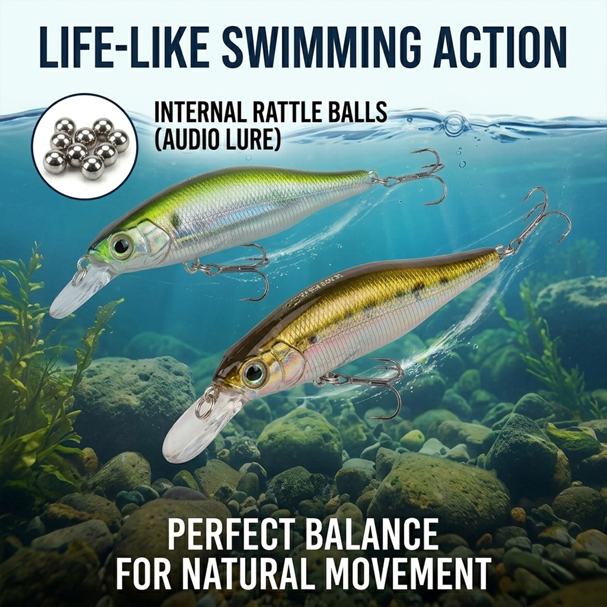 Fishing Lure #25 43Pcs Set Mixed Hard Baits Kit with Crankbaits, Minnows, and Jerkbait Assortment for Bass & Trout