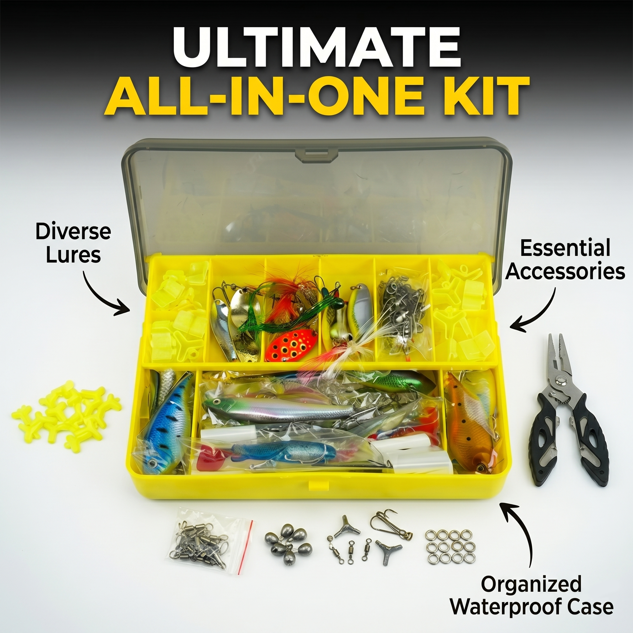 Fishing Lure #28 131PCS Crankbait Minnow Spinner Spoon Mixed Kit with Tackle Box & Plier
