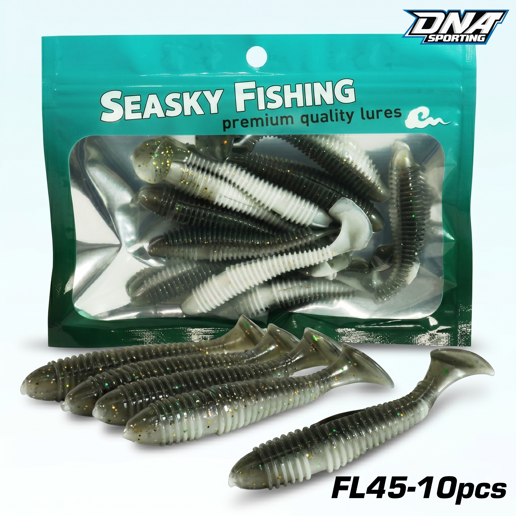 Fishing Lure #45 10PCS Soft Worm Assorted Swimbaits Kit
