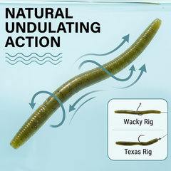 Fishing Lure #46 10pcs Soft Stick Bait Worm Set - PVC Senko Style Bass Lures (10cm/14cm)
