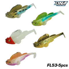 Fishing Lure #53 5PCS Soft Plastic Swimbait Fishing Lures Pre-Weighted PVC Bait Set with Hooks for Bass Trout Freshwater