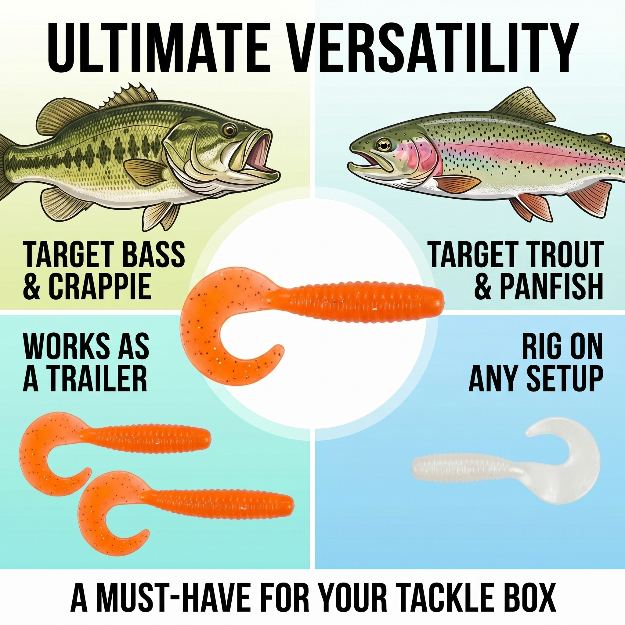 Fishing Lure #55 Multi-Size Soft PVC Swimbait Set Artificial Grub Fishing Lures Bulk Pack