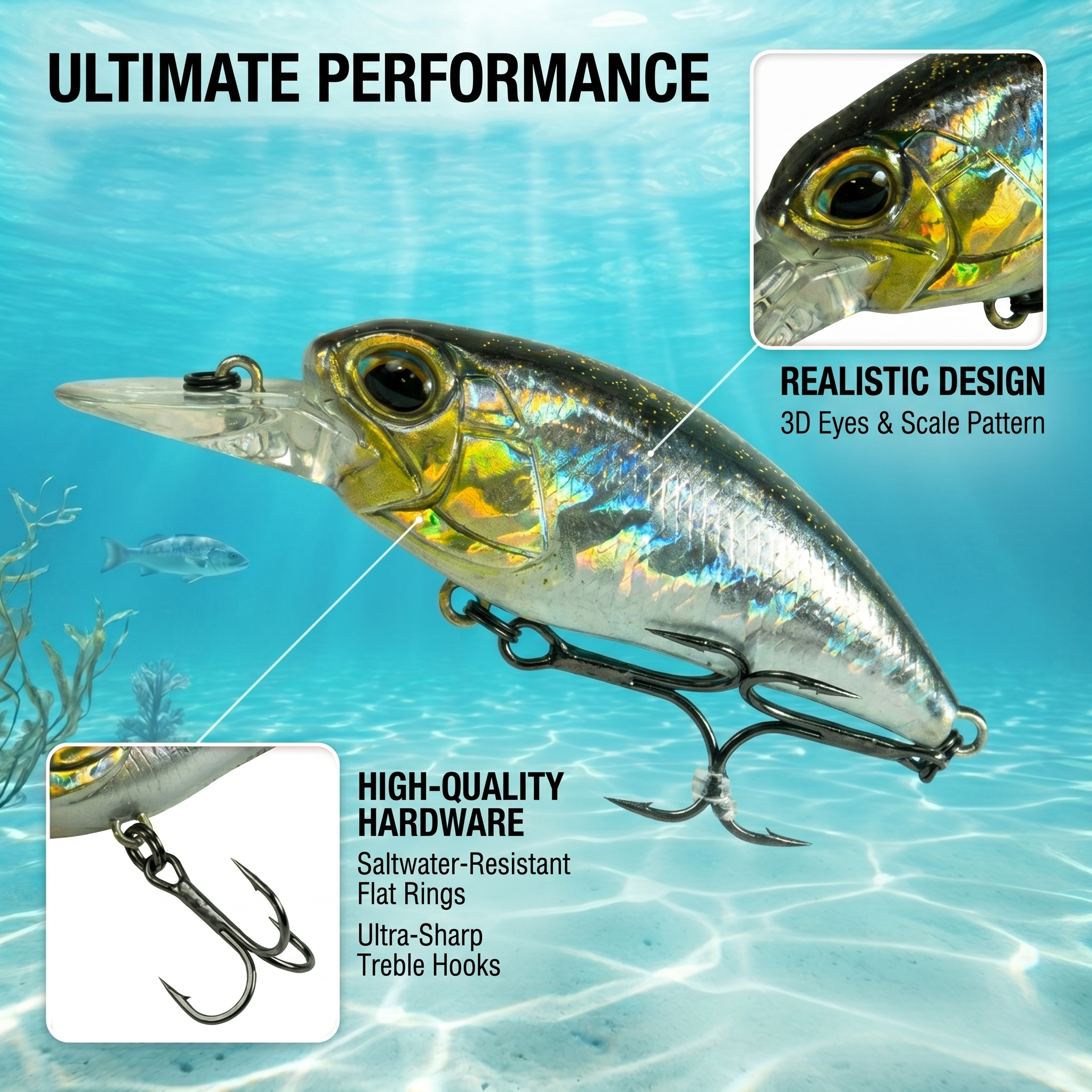 Fishing Lure #61 Crankbait 5PCS Hard Bait Kit | 2.6" 1.16oz Bass Trout Walleye Tackle