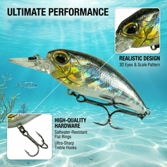 Fishing Lure #61 Crankbait 5PCS Hard Bait Kit | 2.6" 1.16oz Bass Trout Walleye Tackle