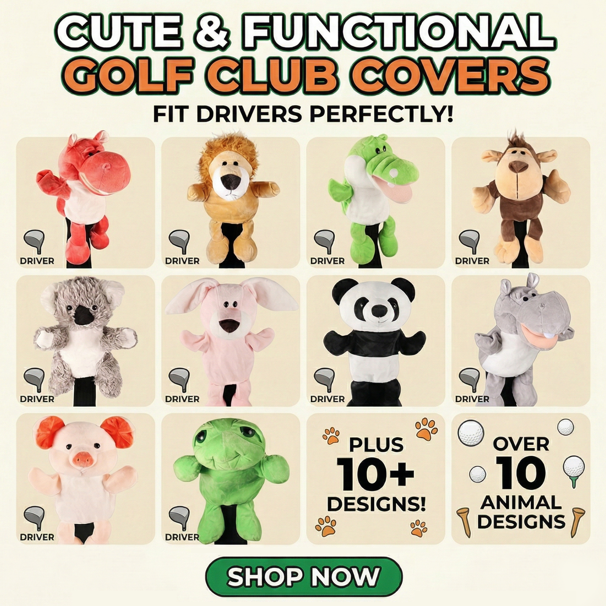Golf Club Covers Animal Golf Headcovers fit Driver